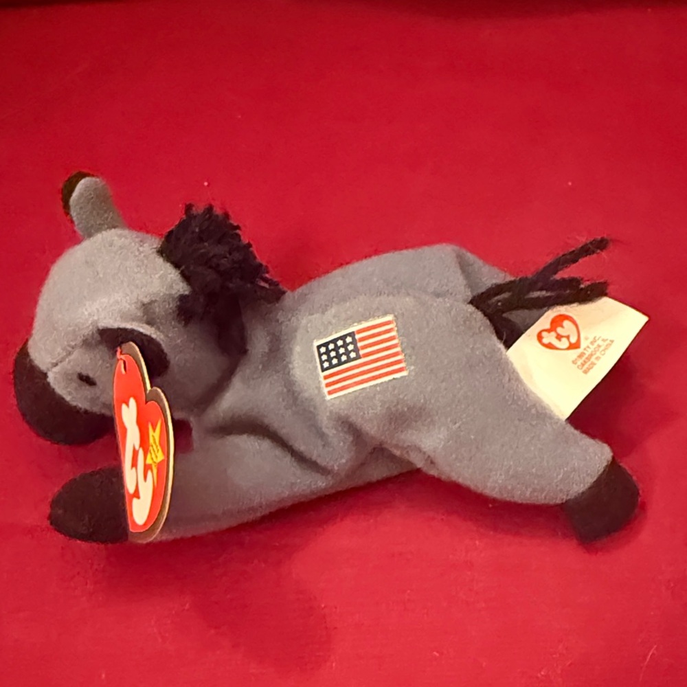 Miniature Ty Plush Elephant and Donkey Set - Gray and Blue - Picture 6 of 8